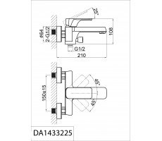 Смеситель для ванны с душем DK Berlin.Technische короткий излив черный DA1433225 черный матовый Смеситель для ванны с душем DK Berlin.Technische короткий излив черный DA1433225 черный матовый