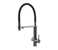 Смеситель для кухни с подключением фильтра Knotlor SS-15/GM, вороненая сталь