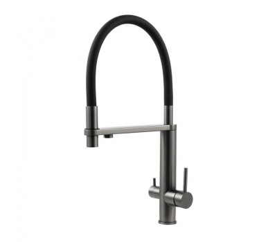 Смеситель для кухни с подключением фильтра Knotlor SS-15/GM, вороненая сталь