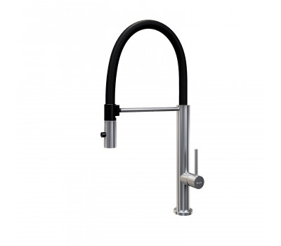 Смеситель для кухни с гибким изливом и режимом "душ" Knotlor SS-17 матовая сталь матовый 