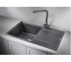 Кухонная мойка GRANULA 7804, ГРАФИТ (ЧЁРНО-СЕРЫЙ), кварц 