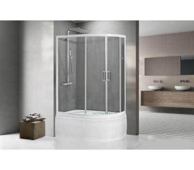 Душевой угол с поддоном Royal Bath RB 8120BK-T (прозрачное) левый белый 