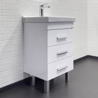 Тумба-умывальник напольная Comforty Никосия 50Н белый глянец с раковиной Fest 50 F01 