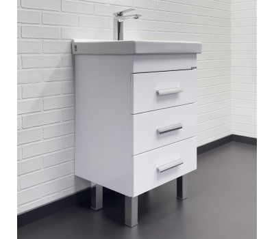 Тумба-умывальник напольная Comforty Никосия 50Н белый глянец с раковиной Fest 50 F01 Тумба-умывальник напольная Comforty Никосия 50Н белый глянец с раковиной Fest 50 F01