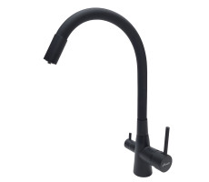 Смеситель для кухни с гибким изливом и подключением фильтра Maretti Project Black PB31RGF71, черный 
