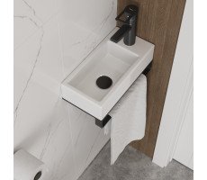 Раковина Teymi Hanna 37 правая, подвесная и накладная с полочкой под смеситель, белая T50905 