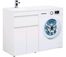 Тумба c раковиной Токио 120L (Персона 120L) напольная 1 ящик 2 фасада цвет белый глянец (301352) 