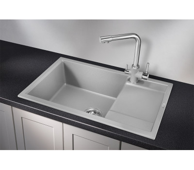 Кухонная мойка GRANULA 7805, АЛЮМИНИУМ, кварц 