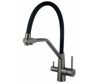 Смеситель для кухни R-излив нержавеющая с подключением к фильтру корпус графит черный излив K25GMB ESKO Смеситель для кухни R-излив нержавеющая с подключением к фильтру корпус графит черный излив K25GMB ESKO