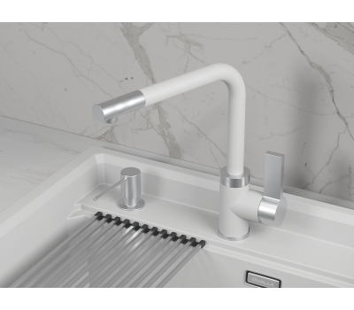 Смеситель для кухни GRANULA 5504, АРКТИК (БЕЛЫЙ) 