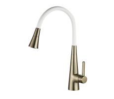 Смеситель для кухни с гибким изливом и режимом "душ" Rose R213G, золотой сатин