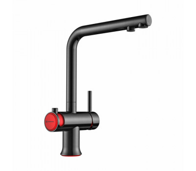 Смеситель для кухни OMOIKIRI Hotaru, цвет-сталь вороненая/красный 4994026 