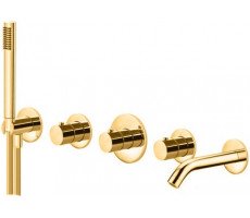 Смеситель для ванны с душем Paffoni Modular Box MDE001HGSP медовое золото брашированный