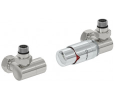 Терморегулятор Сунержа 3D автоматический G 1/2" НР х G 3/4" НГ набор правый цвет-сталь без покрытия/хром 00-1422-0001 