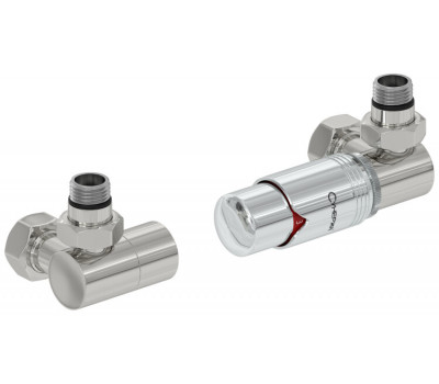 Терморегулятор Сунержа 3D автоматический G 1/2" НР х G 3/4" НГ набор правый цвет-сталь без покрытия/хром 00-1422-0001 