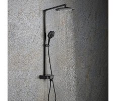 Комплект смеситель душевая стойка Black&White U7855В черный матовый Комплект смеситель душевая стойка Black&White U7855В черный матовый