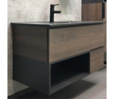 Тумба-умывальник Comforty Франкфурт 90 дуб шоколадно-коричневый с раковиной Comforty 90E черная матовая 00-00002048 Тумба-умывальник Comforty Франкфурт 90 дуб шоколадно-коричневый с раковиной Comforty 90E черная матовая 00-00002048