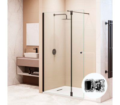 Душевая перегородка RGW WA-054B (WA-010B + Z-072B) 900 351005493-14 черный матовый 