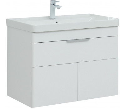 Тумба с раковиной Aquanet Ирис new 80 подвесная 1 ящ. 2 фасада цв.белый глянец 00312430 Тумба с раковиной Aquanet Ирис new 80 подвесная 1 ящ. 2 фасада цв.белый глянец 00312430