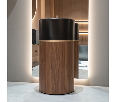 Раковина напольная Milldue ROMA 2016.D корпус Noce Canaletto, вставка Oro, раковина Nero opaco Раковина напольная Milldue ROMA 2016.D корпус Noce Canaletto, вставка Oro, раковина Nero opaco