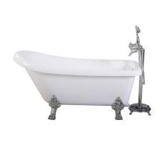 Ванна акриловая отдельностоящая 155х74 Cerutti SPA VITO 150 CT9320 на львиных алюминиевых хромированных лапах 
