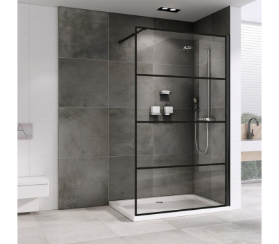 Душевая перегородка ABBER Immer Offen AG65120B черный матовый 