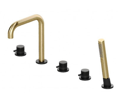 Смеситель на борт ванны Allen Brau Priority 5.31007-31GB (с внутренней частью) черный/золото 