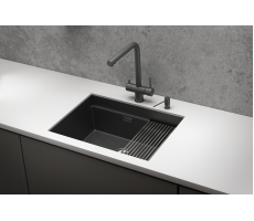 Кухонная мойка GRANULA KS-6045U, ЧЕРНЫЙ МАТОВЫЙ, стальная KITCHEN SPACE 