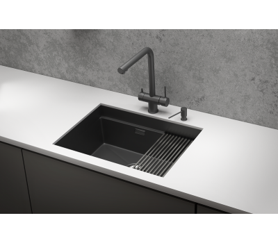 Кухонная мойка GRANULA KS-6045U, ЧЕРНЫЙ МАТОВЫЙ, стальная KITCHEN SPACE 