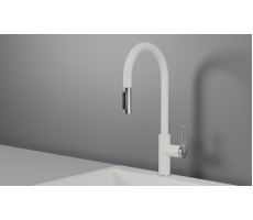 Смеситель для кухни GRANULA GR-8168, АРКТИК, С ВЫДВИЖНЫМ ИЗЛИВОМ 