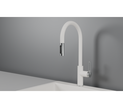 Смеситель для кухни GRANULA GR-8168, АРКТИК, С ВЫДВИЖНЫМ ИЗЛИВОМ 