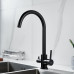 Смеситель для кухни с подключением фильтра воды Raffine F108H, черный