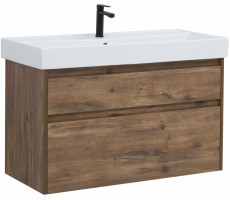 Тумба с раковиной Aquanet Nova Lite 100 дуб рустикальный (2 ящика) 