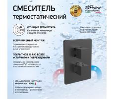 Смеситель для душа PAINI Dax встраиваемый с термостатом, черный брашированный PVD (PZ) 84PZ690TH 