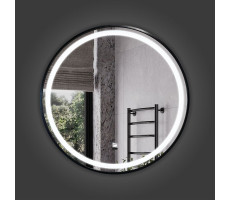 Круглое зеркало в черной алюминиевой раме Comforty Лея-75 LED-подсветка, бесконтактный сенсор, антизапотевание 00-00019347 
