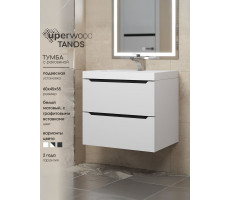 Тумба с раковиной для ванной 60 Uperwood Tanos подвесная белая/графит 29111020229 