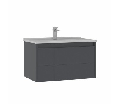 Тумба с раковиной ORKA Likya 80 подвесная, антрацит матовый 5002491 Тумба с раковиной ORKA Likya 80 подвесная, антрацит матовый 5002491