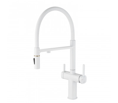 Смеситель для кухни с подключением фильтра для воды Rose R358C, белый