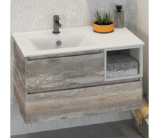 Тумба-умывальник Comforty Турин-90L дуб бежевый с раковиной Comforty 9090EL 
