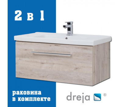 Тумба с раковиной подвесная Dreja Big Inn 100 см, дуб кантри