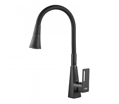 Смеситель для кухни с гибким изливом Raffine F313T-3, оружейная сталь
