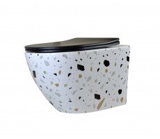 Унитаз подвесной безободковый Bronze de Luxe Terrazzo 2092-B крышка черная