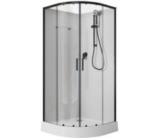 Душевая кабина Aquanet Passion EVO 100R Black 100x100, поддон низкий, двери раздвижные 