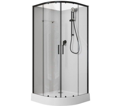 Душевая кабина Aquanet Passion EVO 100R Black 100x100, поддон низкий, двери раздвижные 