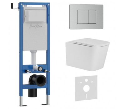 Комплект 3в1 IBERICA BLANCA инсталляция SILENCIO MINI, унитаз TOLEDO ALTO белый, кнопка смыва INOX-C хром матовый (IB.001M.TLA.234.1132) 