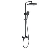 Душевая колонна Azario ARIZONA со смесителем для ванны, с поворотным изливом, прямоугольная, черный AZ-20BS 