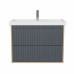 Тумба под раковину Onika Дайлер 80 подвесная графит/дуб сонома (ум. Фостер 80) 108062 