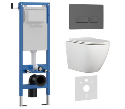 Комплект 3в1 IBERICA BLANCA инсталляция SILENCIO MINI, унитаз BILBAO ALTO белый, кнопка смыва ESTI-R серый матовый (IB.001M.BLA.234.218) 