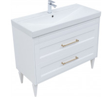 Тумба с раковиной Aquanet Бостон new 100 (Flash) цв.белый сатин, ручки золото 00347848 Тумба с раковиной Aquanet Бостон new 100 (Flash) цв.белый сатин, ручки золото 00347848