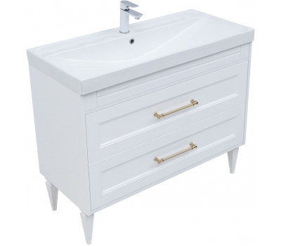 Тумба с раковиной Aquanet Бостон new 100 (Flash) цв.белый сатин, ручки золото 00347848 Тумба с раковиной Aquanet Бостон new 100 (Flash) цв.белый сатин, ручки золото 00347848